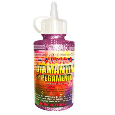 PEGAMENTO CON DIAMANTINA 60 ML. ROSA PASTEL