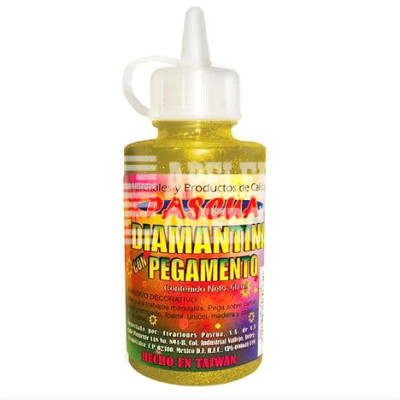 PEGAMENTO CON DIAMANTINA 60 ML. AMARILLO
