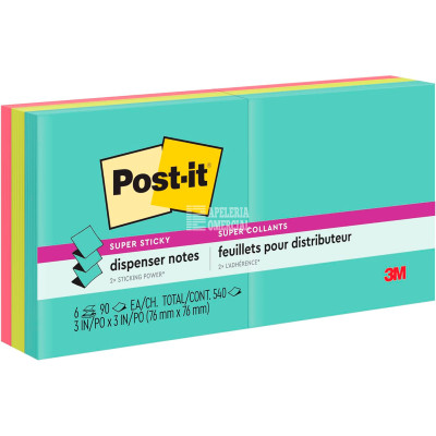 PAPELETAS POST IT POP UP 76 MM. X 76 MM. C/540 HOJAS